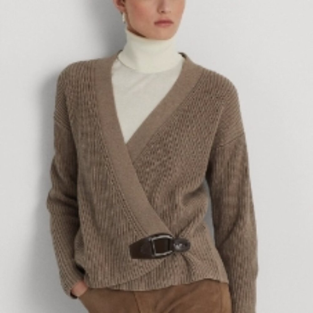 Ralph Lauren Ribbed Side Buckle Cotton Cardigan Sweater NWT XL $40